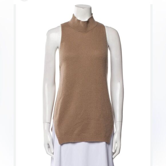 360 Cashmere Mock Neck Sleeveless Turtleneck Sweater